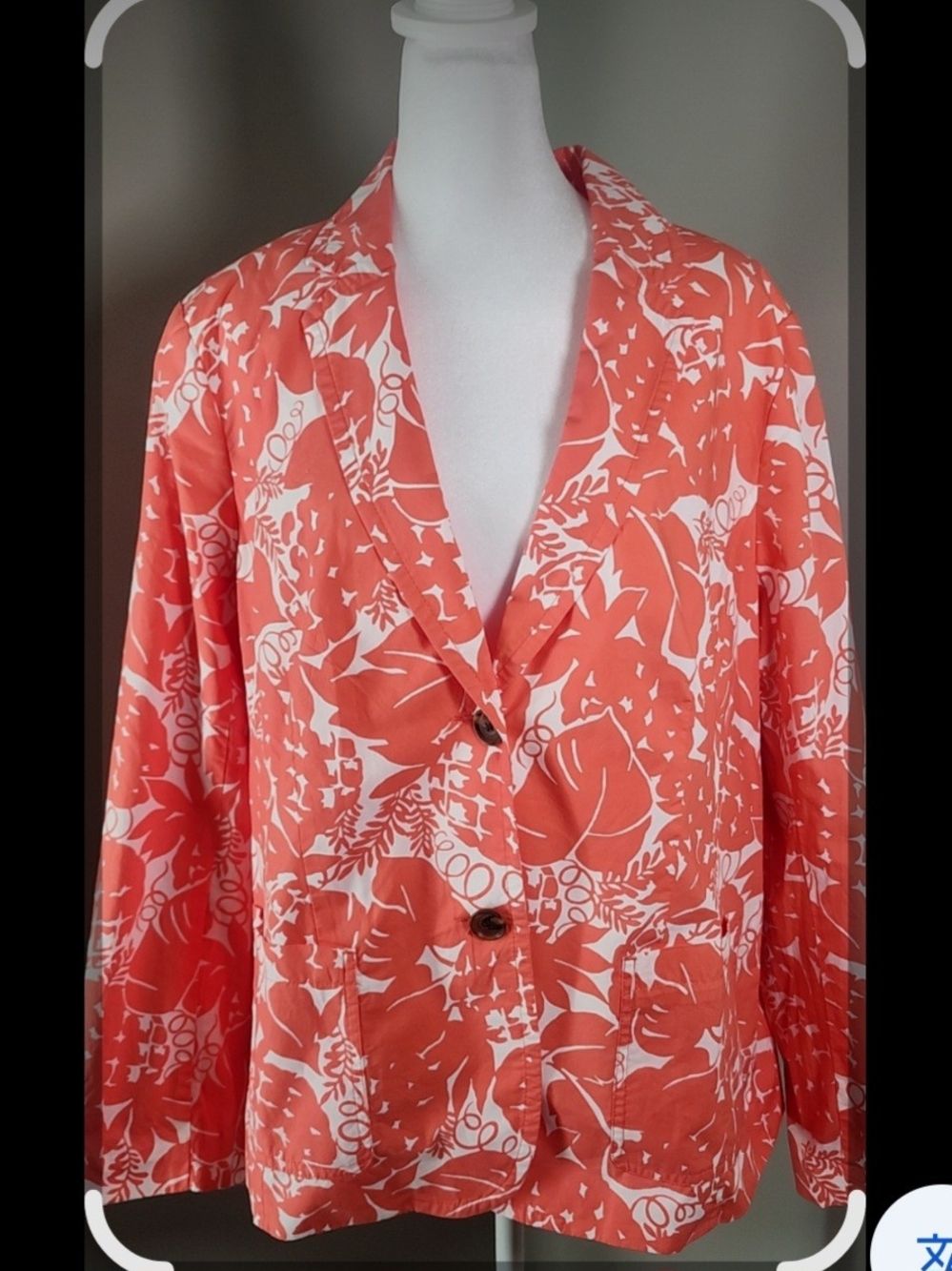 Talbots Coral and White Floral Blazer
